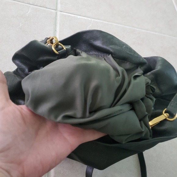 Anthropologie Dark Green Faux Leather Pouch Clutch Bag Convertible Puffy Soft - Picture 13 of 15